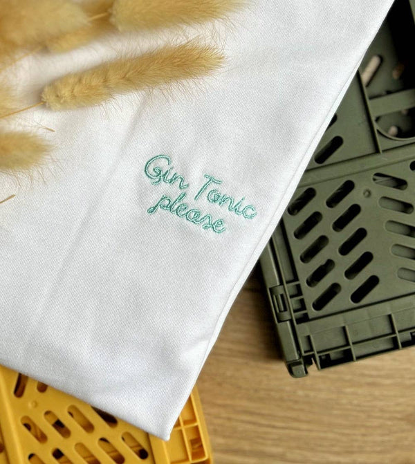 T-shirt Brodé Gin Tonic please - t-shirt brodé Juste un T-shirt