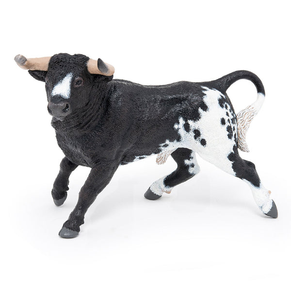 Figurine Taureau espangol noir et blanc Papo - animal de la ferme