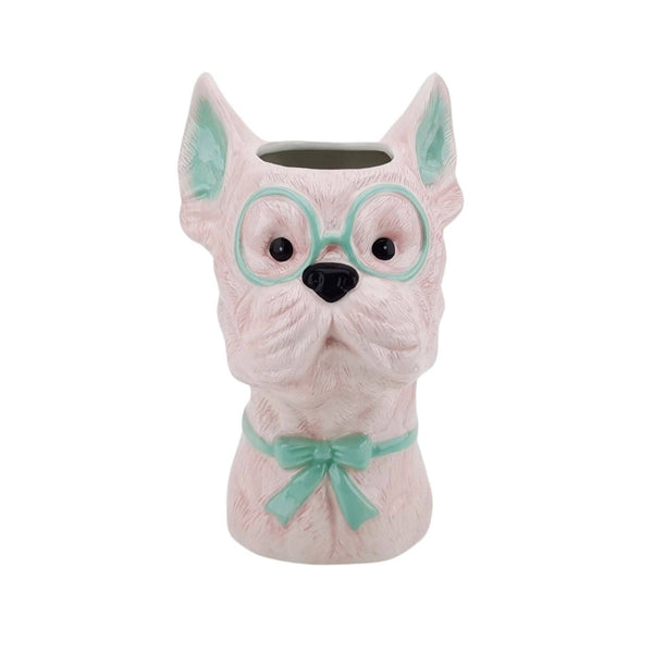 Vase - Vase à fleurs Chien - Rose/Menthe - 13,5x14,5x23cm
