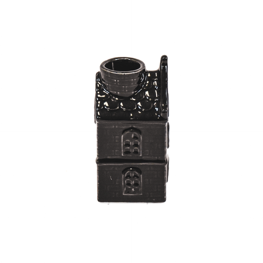 Kandelaar - Woondecoratie - Keramiek - Zwart - 6x5,5x11cm