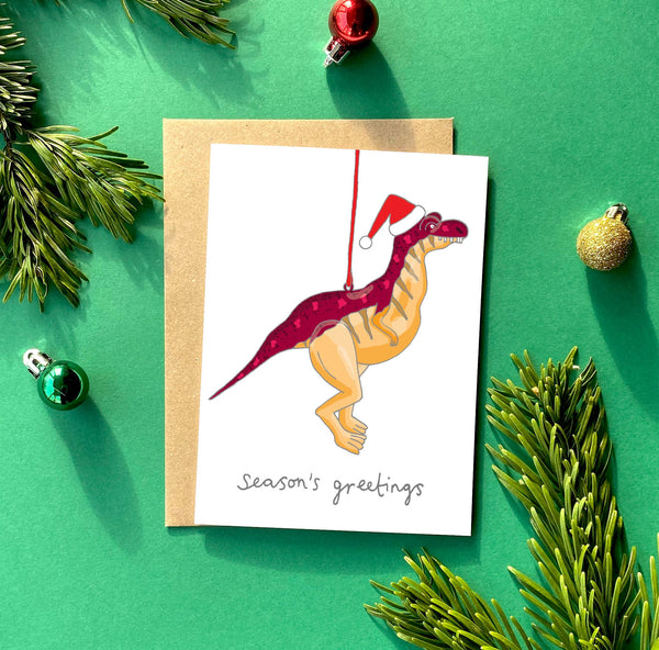 Carte de vœux de Noël Dinosaure