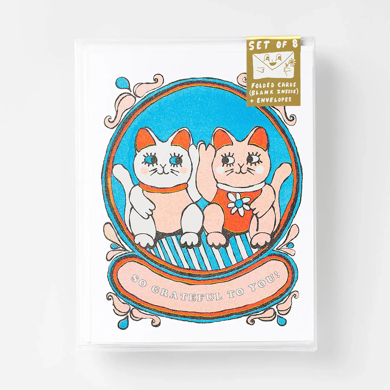 Set de 8 Cartes de Vœux Chat Chanceux - So grateful to you - le Chat Chanceux