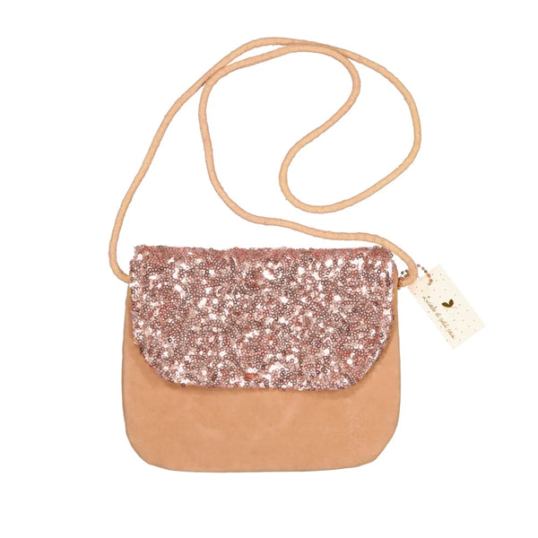 Handtas - Roze fluweel en pailletten