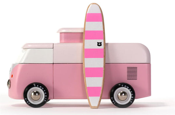 Candycar World Houten Auto - Roze Strandbus