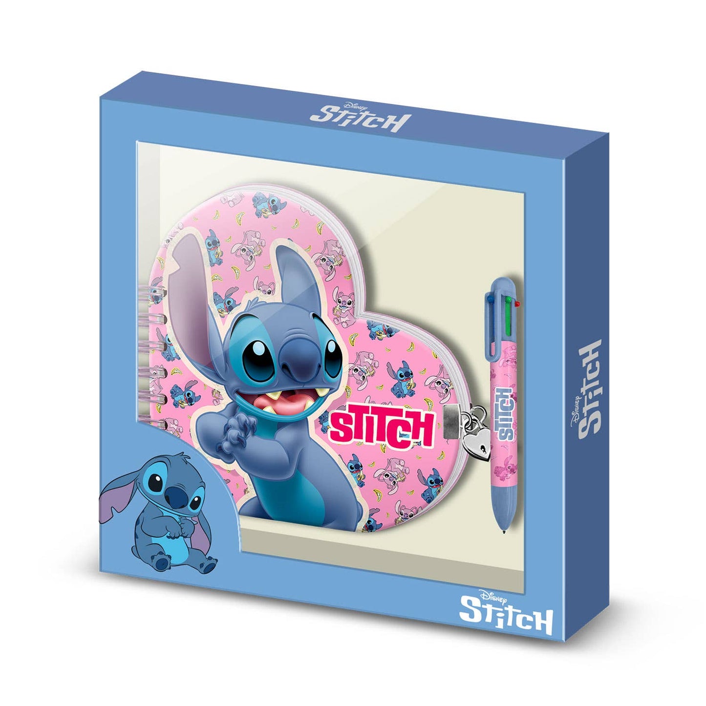 Lilo & Stitch hartvormig dagboekpakket + 6-kleuren pennen - Stitch Surprise