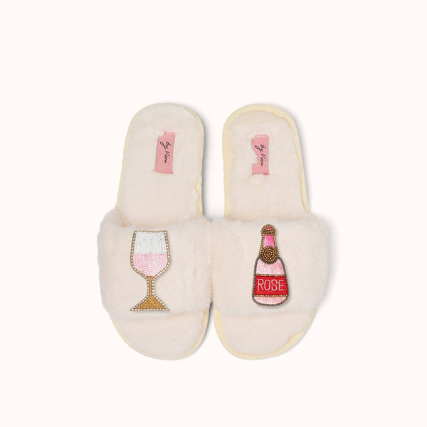 Paar pantoffelbroches - Roséwijn