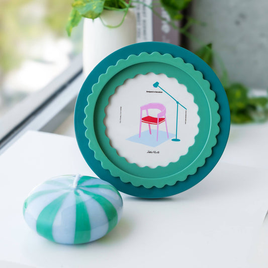 Cadre Photo Vert Brillant Rond Helio Ferretti Vue 1