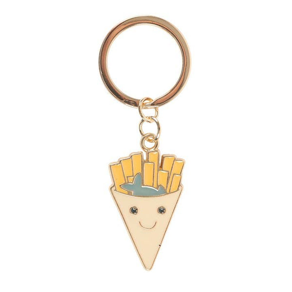 Sleutelhanger met vis en chips
