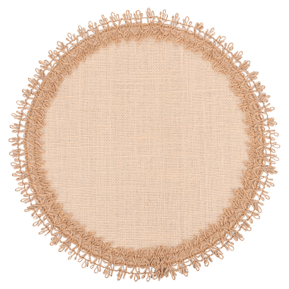 ROUND JUTE PLACEMAT EMBROIDERED BORDER A - 5918040
