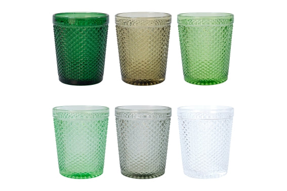 Honey Greenery Set 6 water glasses of glass 300 ml green 5920871