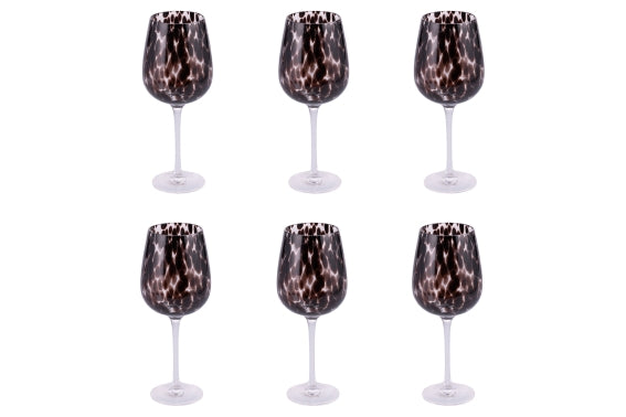 JAMILA SET OF 6 GOBLETS 510ML TRANSPAR.W/BLACK BAL - 5925101