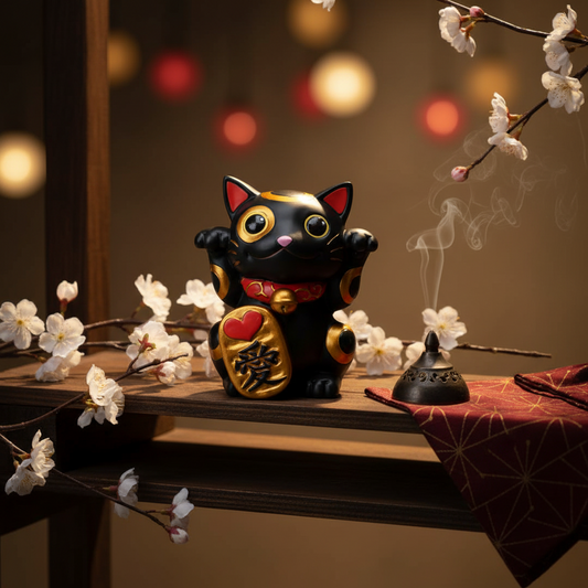 Figurine Chat Chanceux Noir