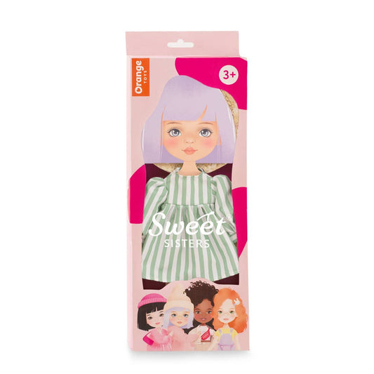 Kledingset: gestreepte jurk van 28 cm