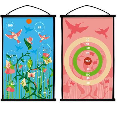 Scratch Active Play: START TO DART Colibris 38x60cm, imprimé en double face, avec 6 fléchettes à ventouse, en boîte, 3+