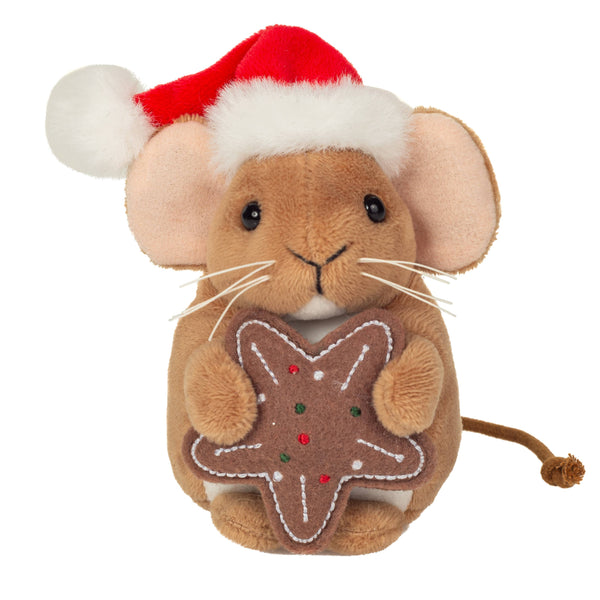 Kerstmuisknuffel met koekje