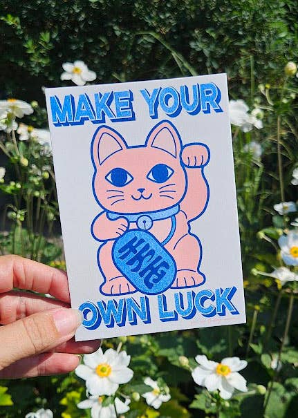 Riso print Lucky Cat “Make your own Luck”