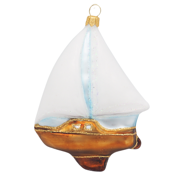 Kerstbal in de vorm van een zeilboot