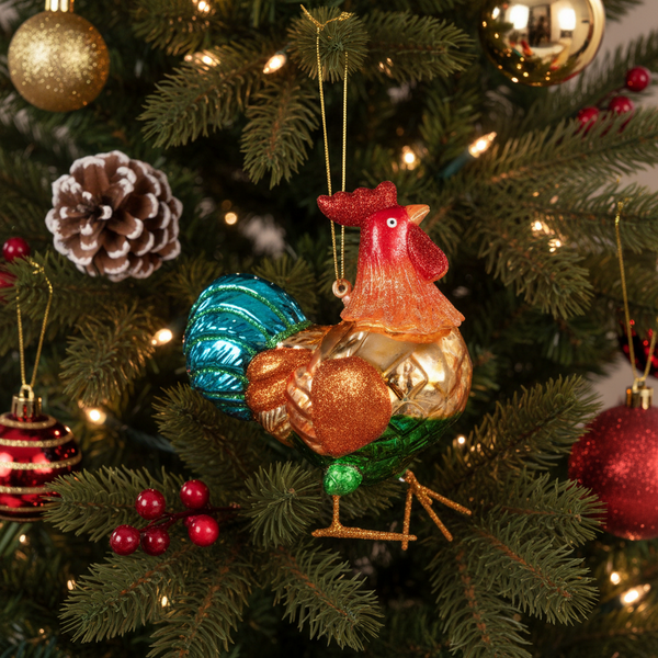 Kerstbal met haan