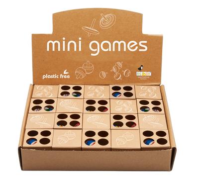 TOUPIE, eco, ass. de 3 modèles, en bois, en boîte fenêtre 4,8x4,8x4,8cm, en présentoir 25x20x20cm, 8+