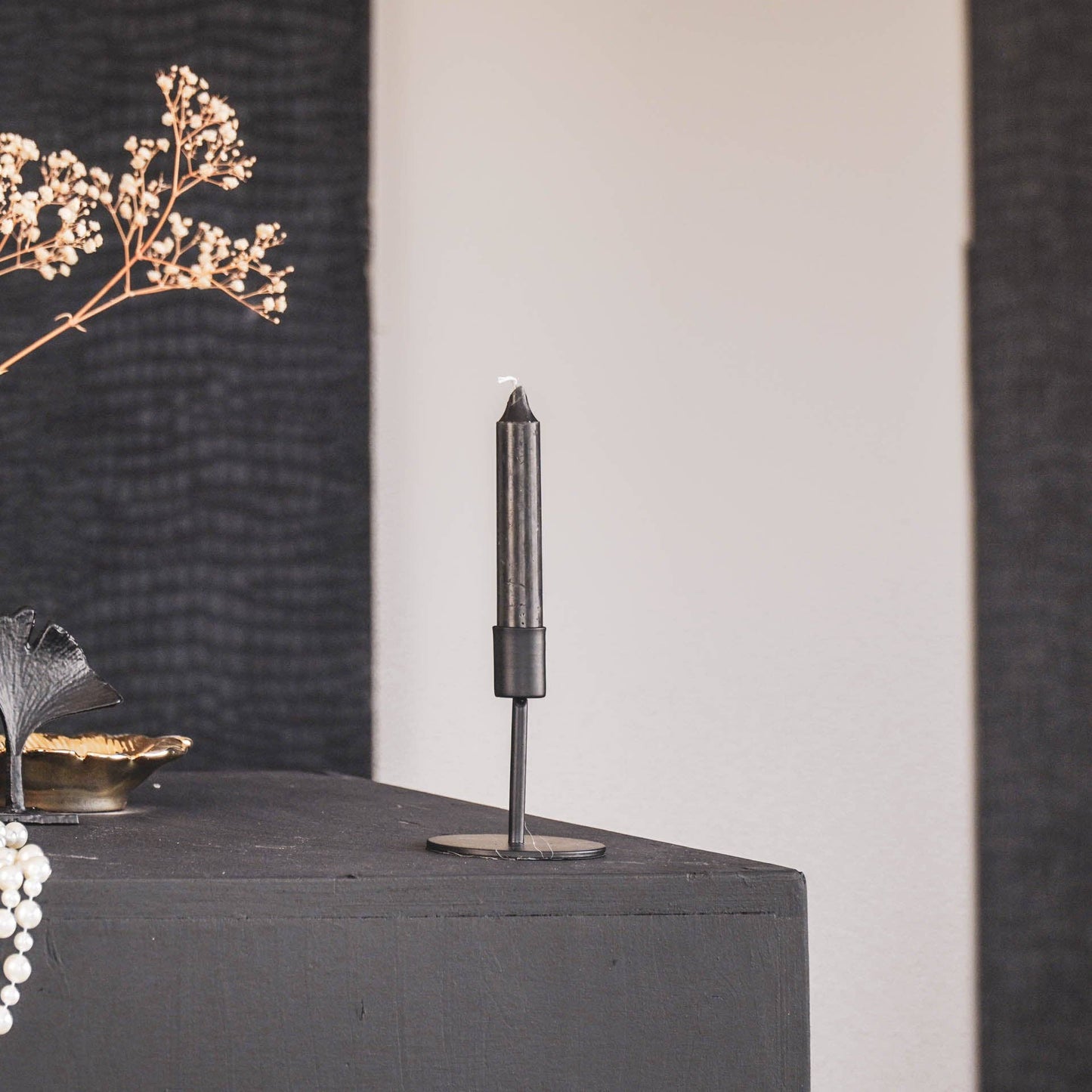 Candlestick - Basic - Metal - Black - 8x8x10cm