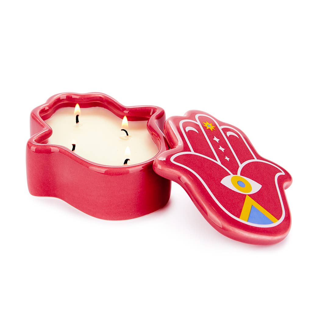 Candle, Lucky Hand, red, wax/ceramic