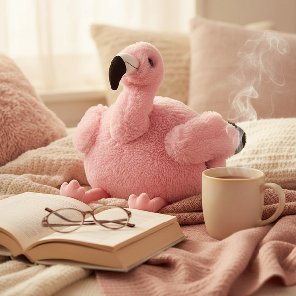 Pluche handwarmer - Flamingo