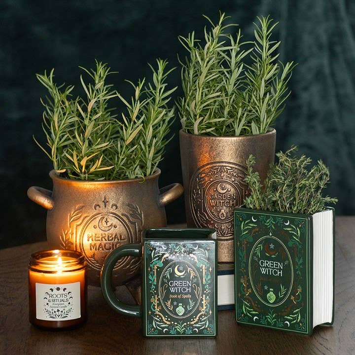 Green Witch "Spell Book" Book-Shaped Mug