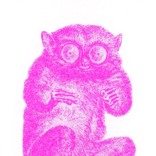 Neonroze spookdier ansichtkaart