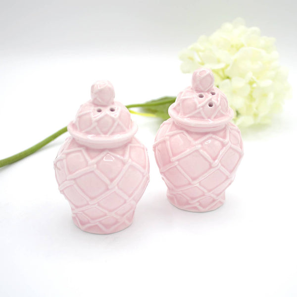 Salière et poivrière Pot texturé rose – vue 2