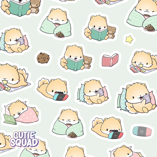 Planches d'autocollants Shiba Routine du soir