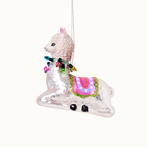 Kerstversiering met alpaca-decoratie