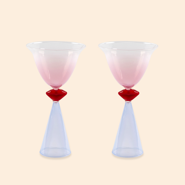Verres à cocktail teintés lèvres - Ensemble de 2