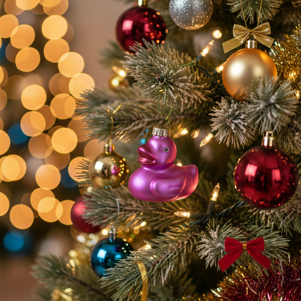 Roze badeend kerstbal