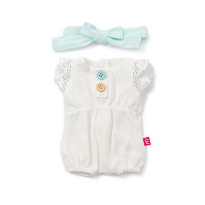 ML Poupées: BARBOTEUSE blanc pour fille 38cm, 2 pièces, avec riban à cheveux, avec cintre, 3+