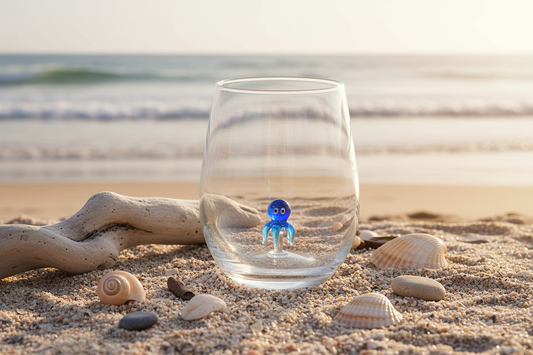 Verre à boire avec petite pieuvre