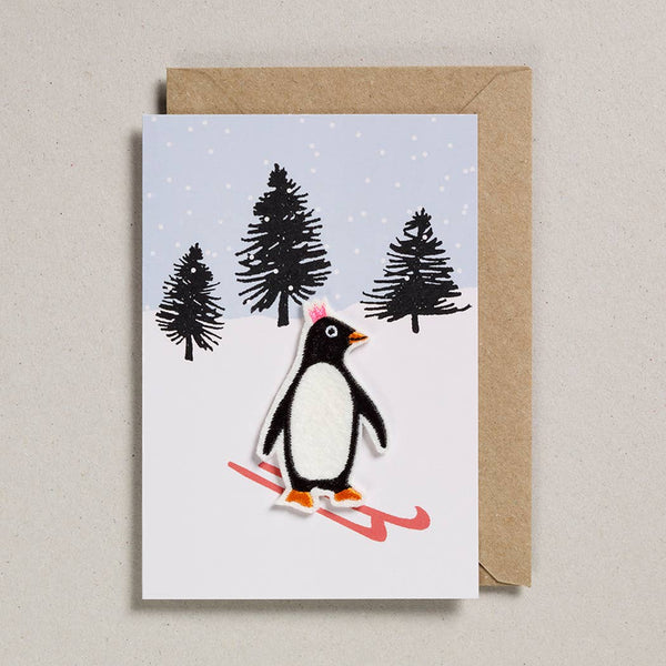 Pinguïn op ski's kaart