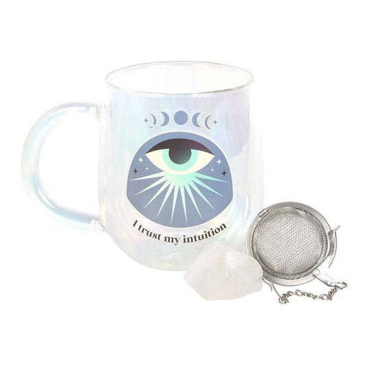 Intuition double-walled glass mug with Aura crystal tea infuser