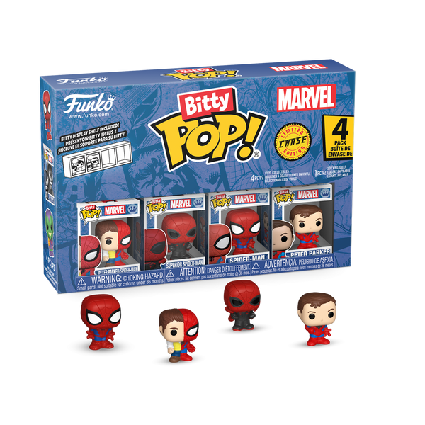 Bitty Pop! Spider-Man 4-Pack Series 4 – visuel officiel Funko