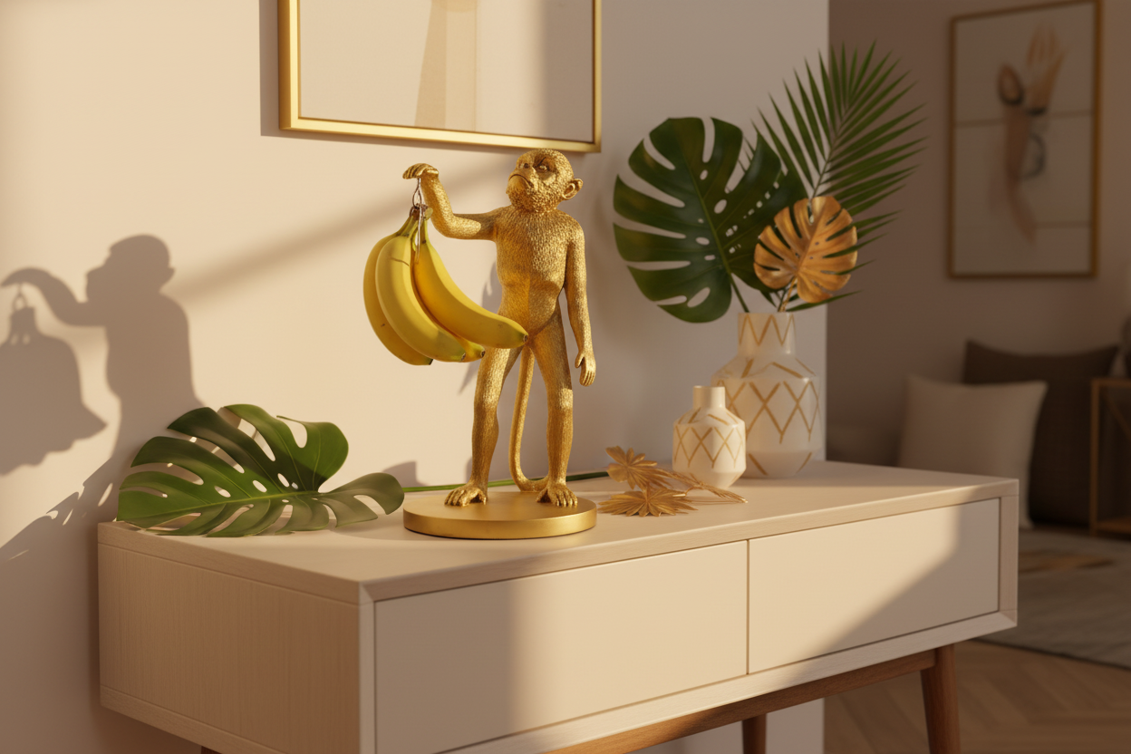 Porte Bananes Singe Doré