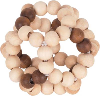 Goki Baby Hochet: BALLE diam.8cm, avec élastique, bois nature, en boîte fenêtre