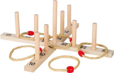 JEU D'ANNEAUX 56x56cm, avec 5 anneaux sisal, en sac en toile, 3+