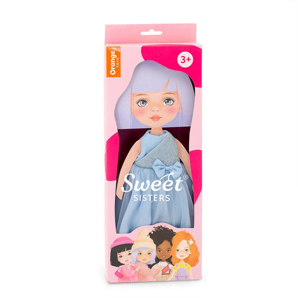 Kledingset: blauwe satijnen jurk - 28 cm