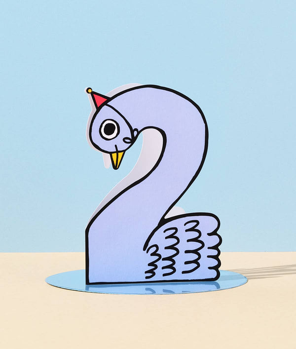 Verjaardagskaart met zwaanmotief voor 2 jaar