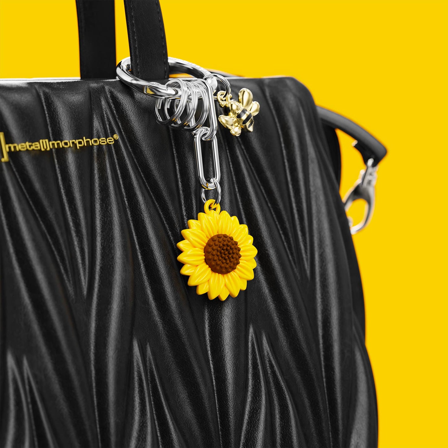 Porte-clés charms Tournesol et Abeille