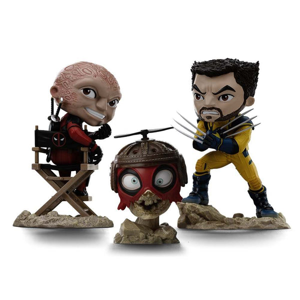 Figurine Deadpool, Wolverine and Headpool (Unmasked) - Deadpool & Wolverine - Mini Co.