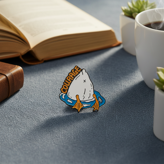 Pin's Canard Blanc "Courage"