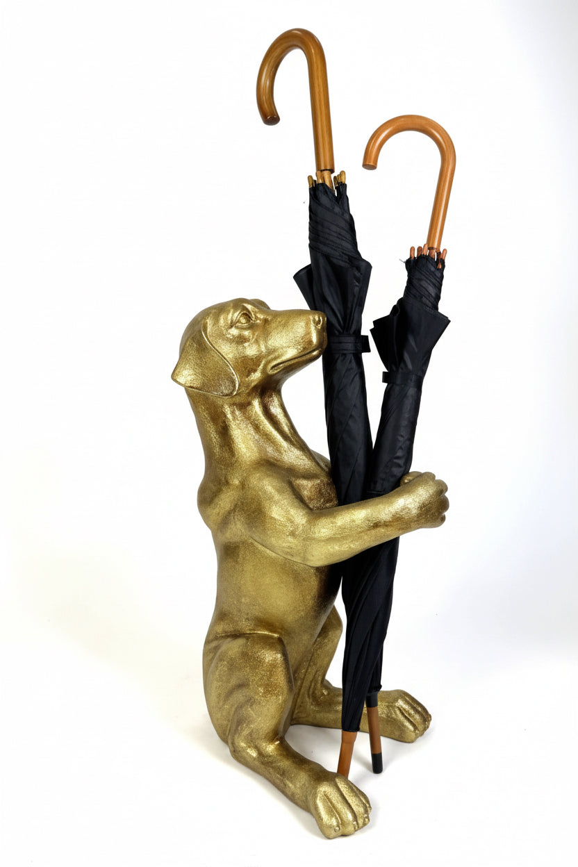 Antique Gold "Helpful Dog" Umbrella Stand