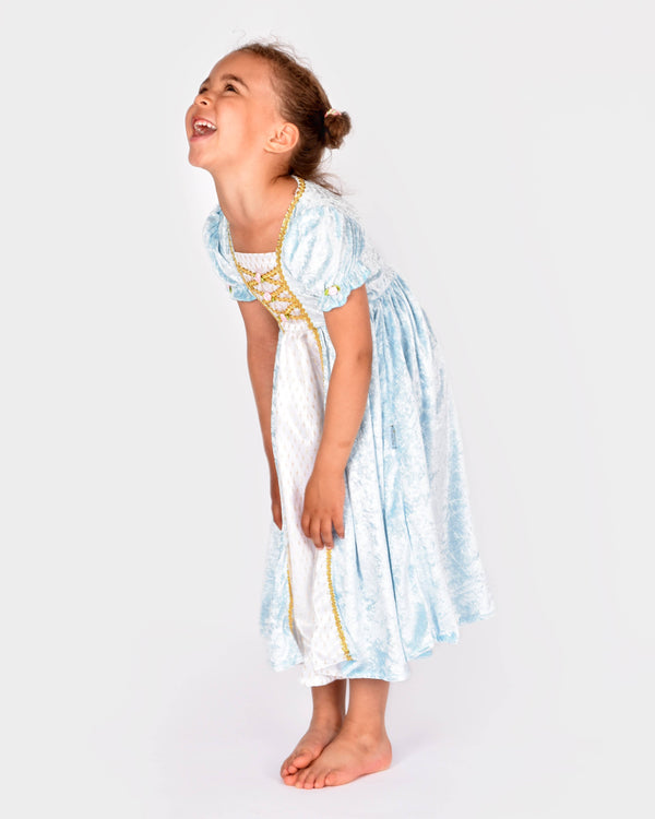 Robe de princesse en velours bleu clair 110-116 cm 4-6 ans