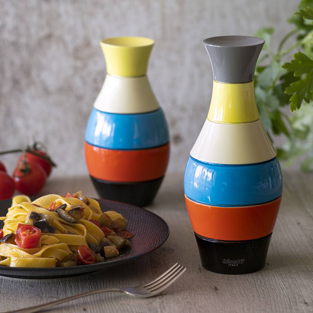 Moulin à épices "Vase" hêtre laqué multicolore petit