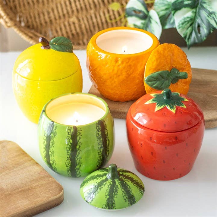 Strawberry-shaped candle